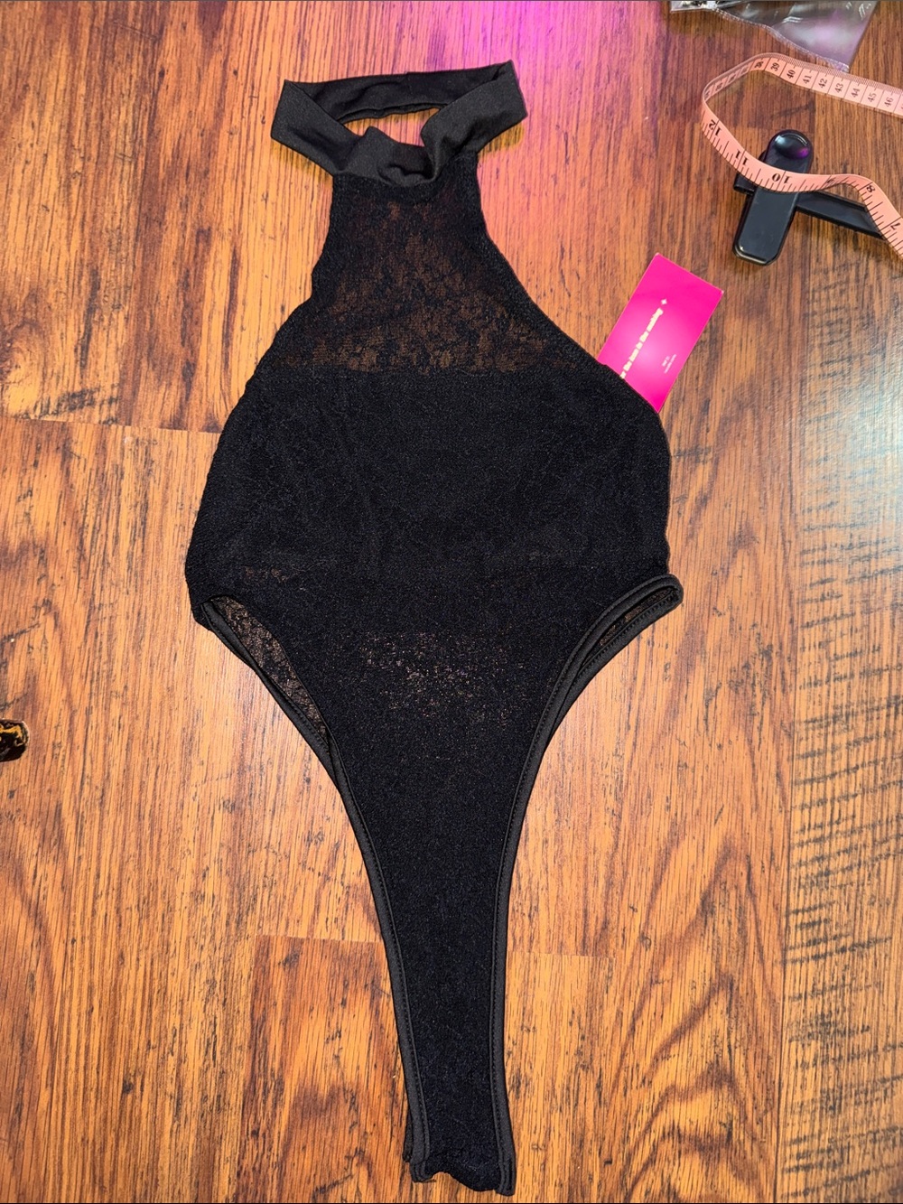 Black High-Neck Lace Bodysuit - Women's Top 1.M